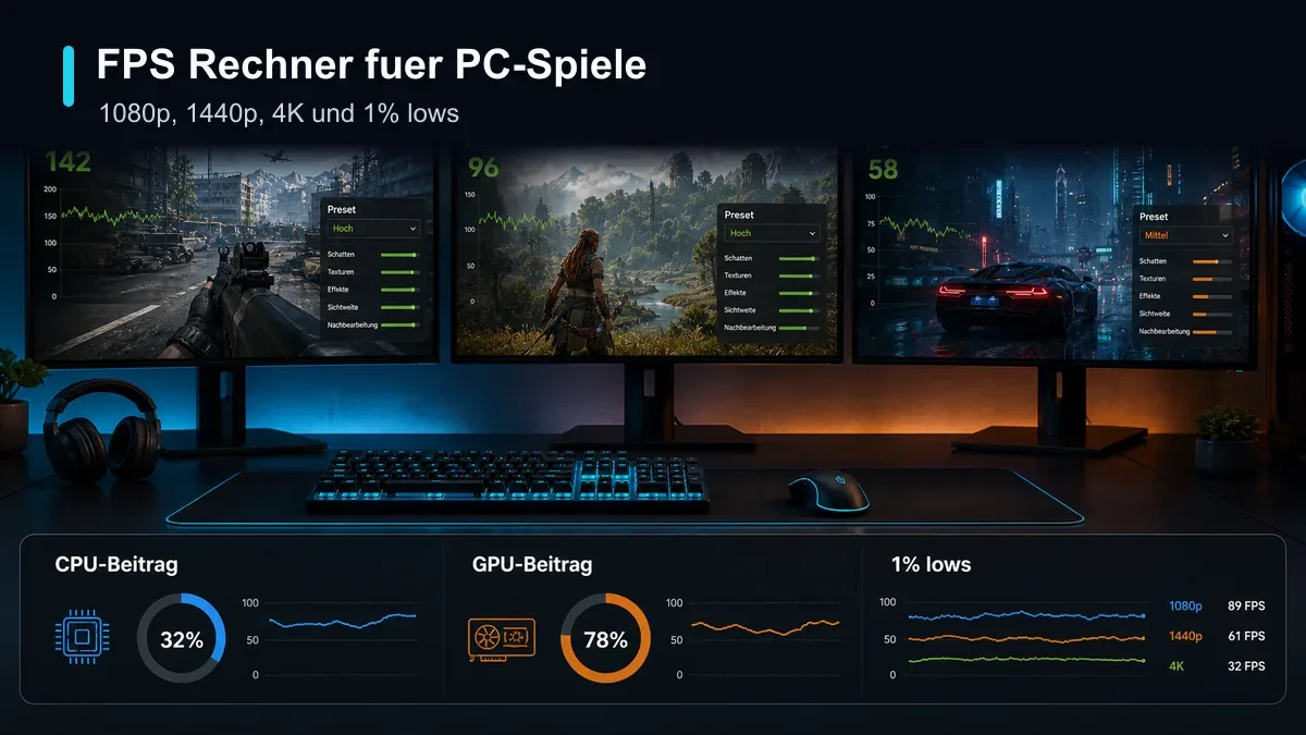 FPS Rechner für PC-Spiele: CPU, GPU und Auflösung einordnen