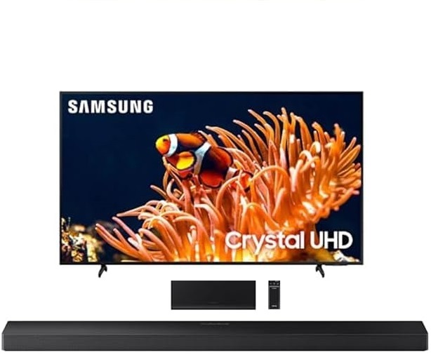 Samsung 65-Inch DU8000 Crystal UHD 4K Smart TV with Q-Series HW-QS70R Dolby Atmos Soundbar - Prime Day 2025 Deal