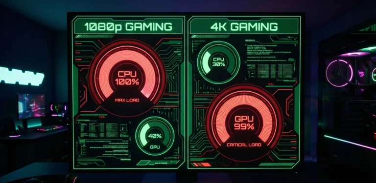 Chart showing high CPU bottleneck at 1080p vs low bottleneck at 4K